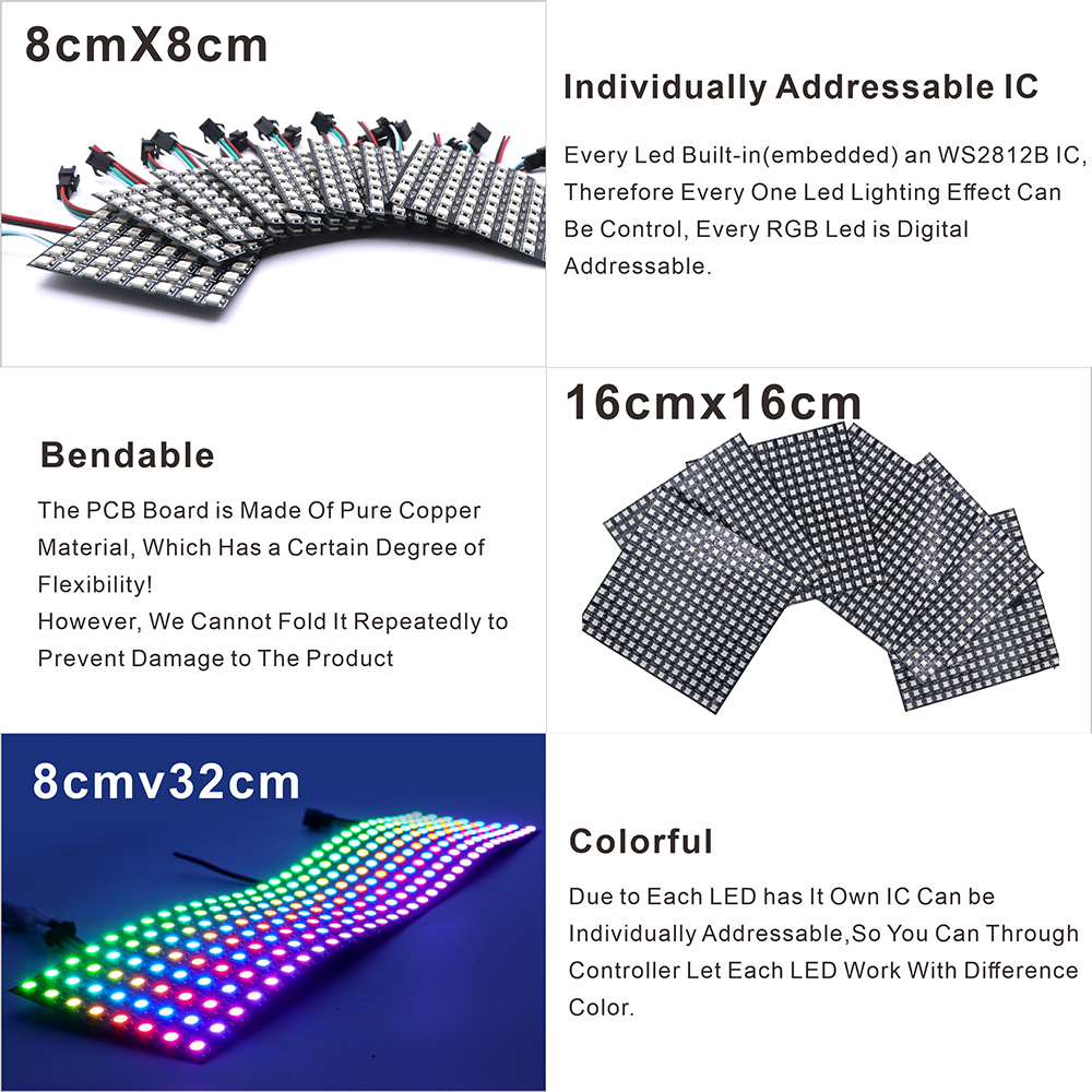 WS2812B SMD5050 RGB Panel LED  - Rgb Led Matrix 8X8 ulasan dan harga